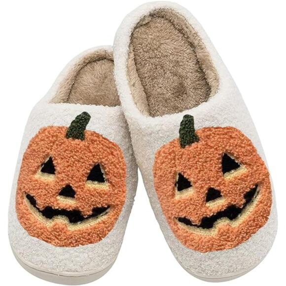 Unisex Halloween Pumpkin Slippers Plush Warm Spooky‎ Lantern for Men and Women - Picture 2 of 4
